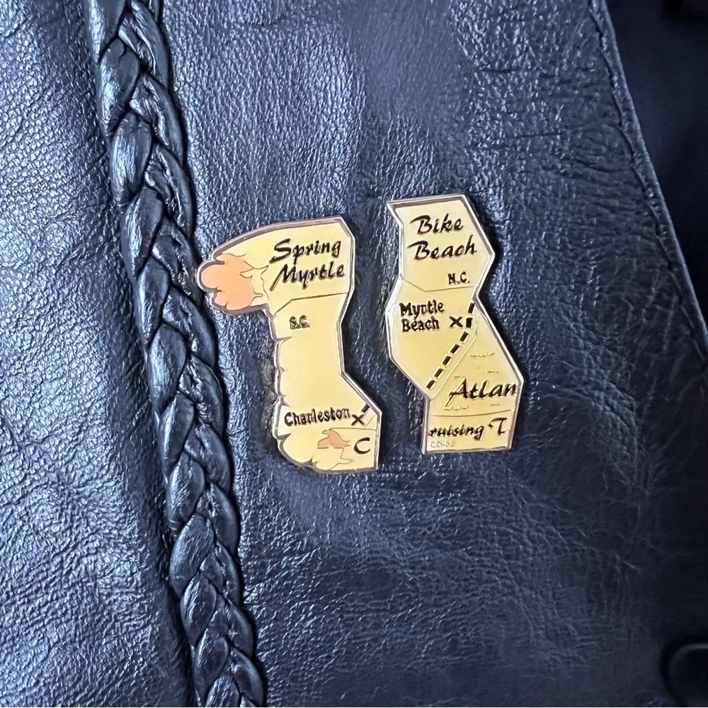 Biker Leather Vest Braid Pins Button Womens Size Medium